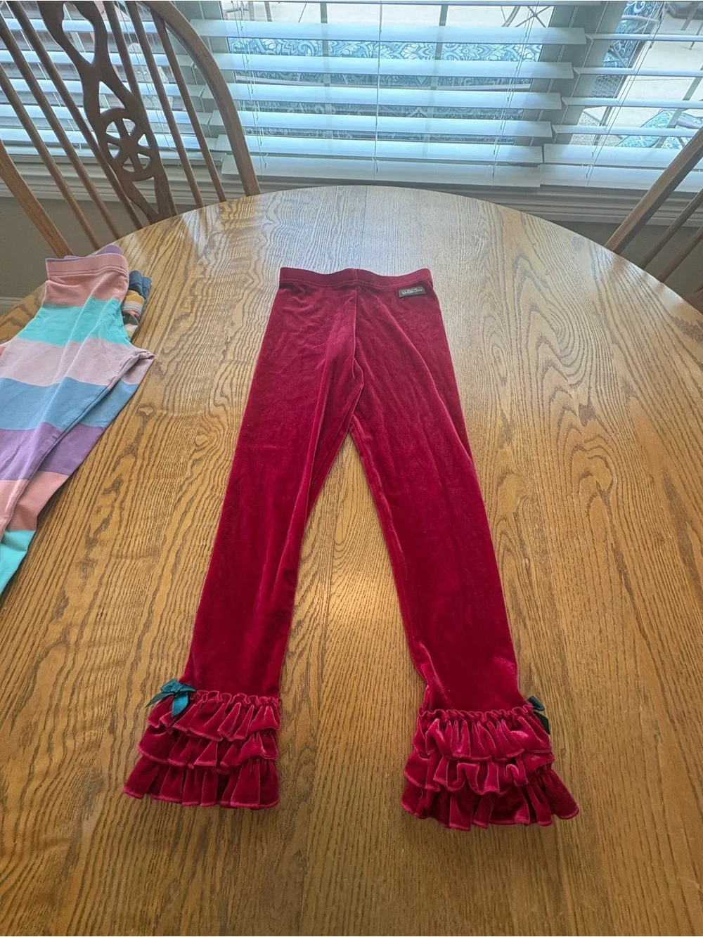 Matilda Jane Size 8 Girls Leggings Lot 4 Pair Velour Ruffles Stripes Crops EUC